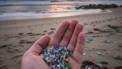 Mikroplastik kini ditemukan tak hanya di laut atau makanan, tapi juga di air hujan. (sumber: Rokom Kemenkes RI)