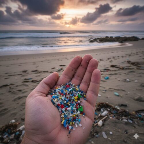 Mikroplastik kini ditemukan tak hanya di laut atau makanan, tapi juga di air hujan. (sumber: Rokom Kemenkes RI)